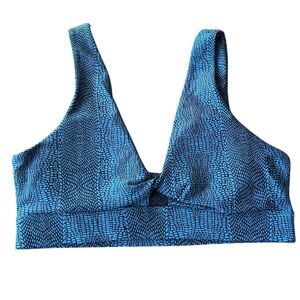 L*Space Active Women’s L Do The Twist Sports Bra Teal Blue Croc Print Padded New